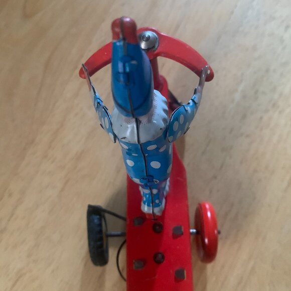 TOYS Vintage TIN LITHO Roli-Zoli Wind-Up Clown on Scooter Lemezarugyar No Key - Picture 6 of 8